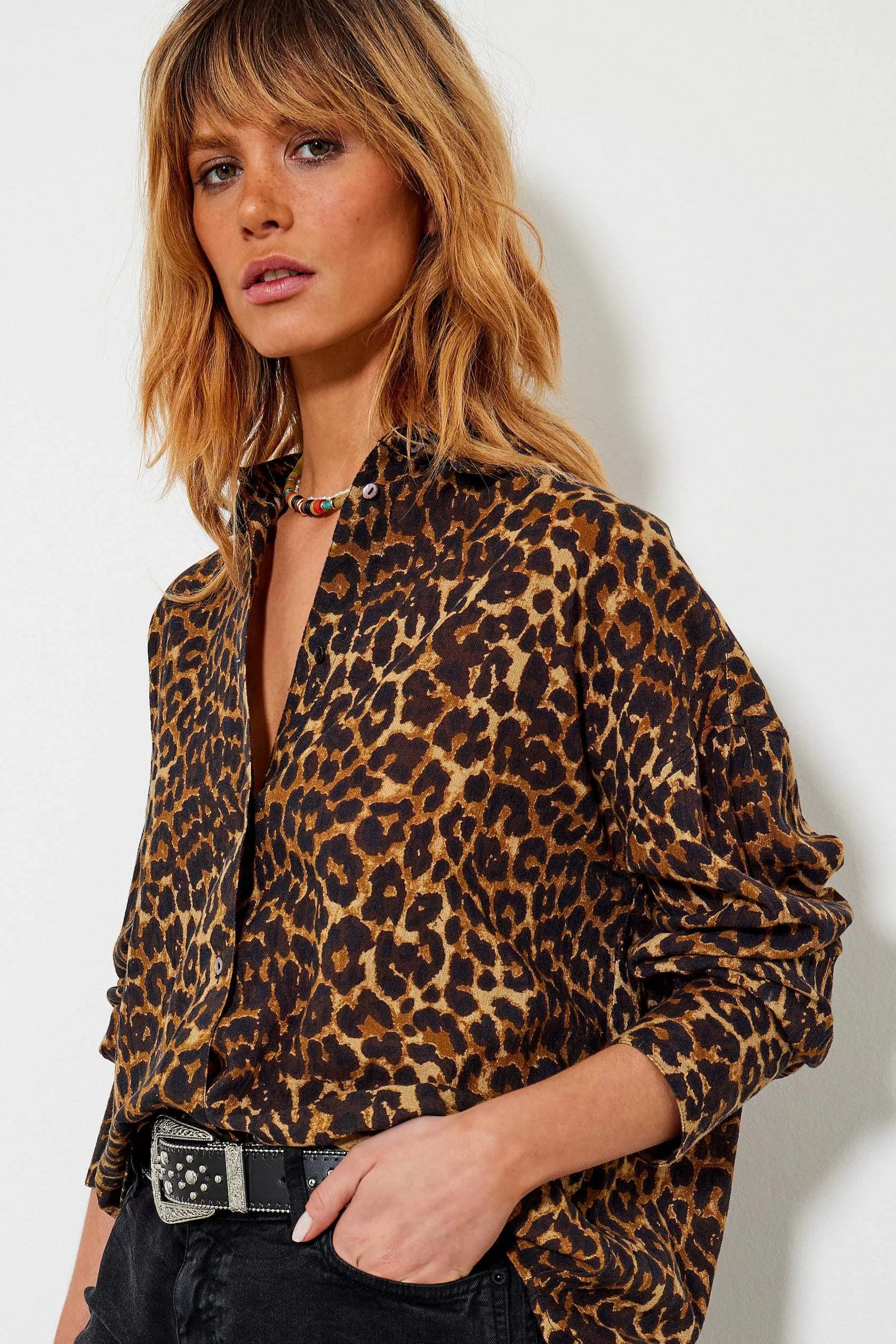 Five Jeans Kanalskjorte Leopard Discount